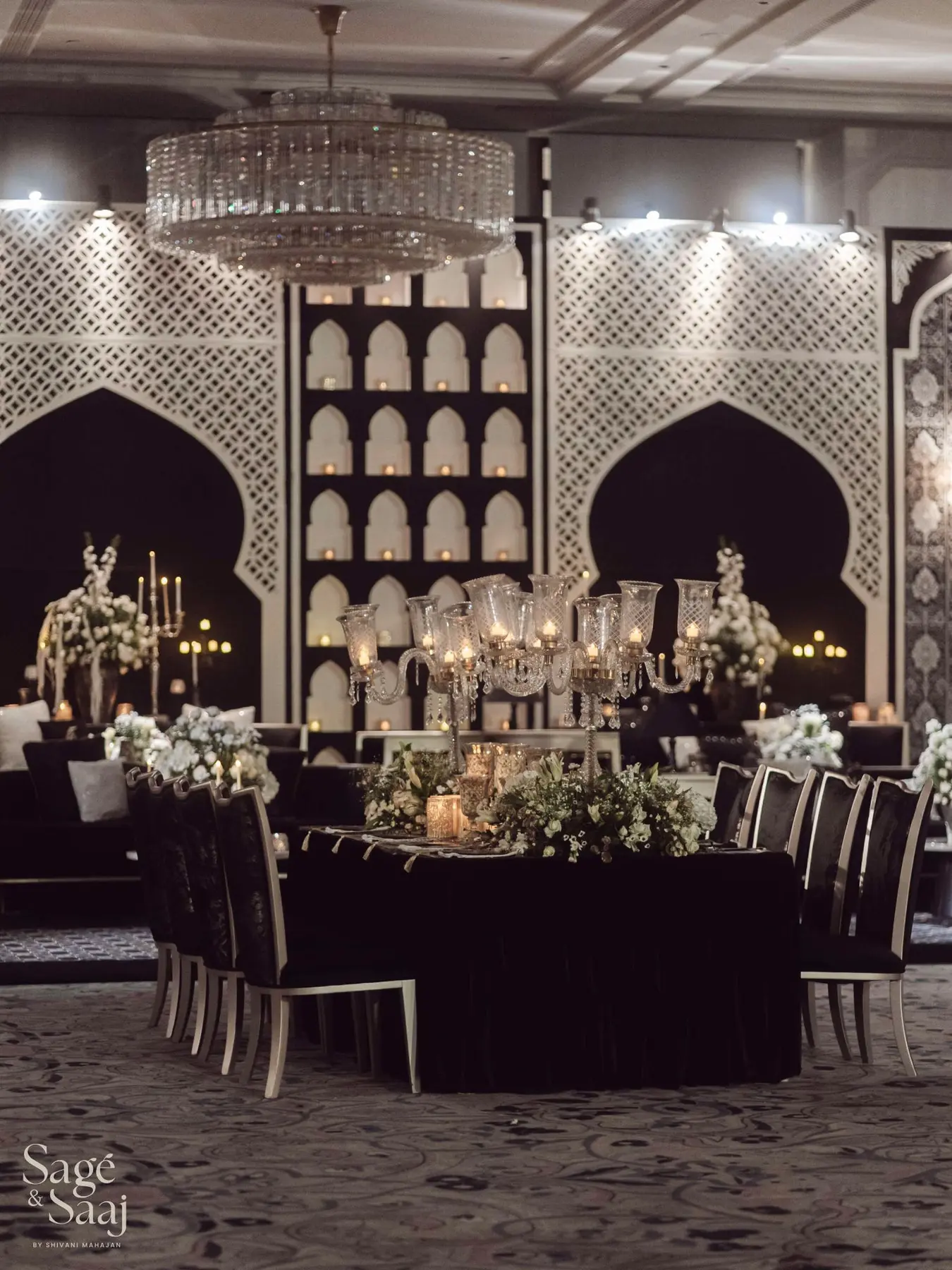 Monochromatic Sufi Night — After Wedding decor by Sage & Saaj in Fairmont Udaipur