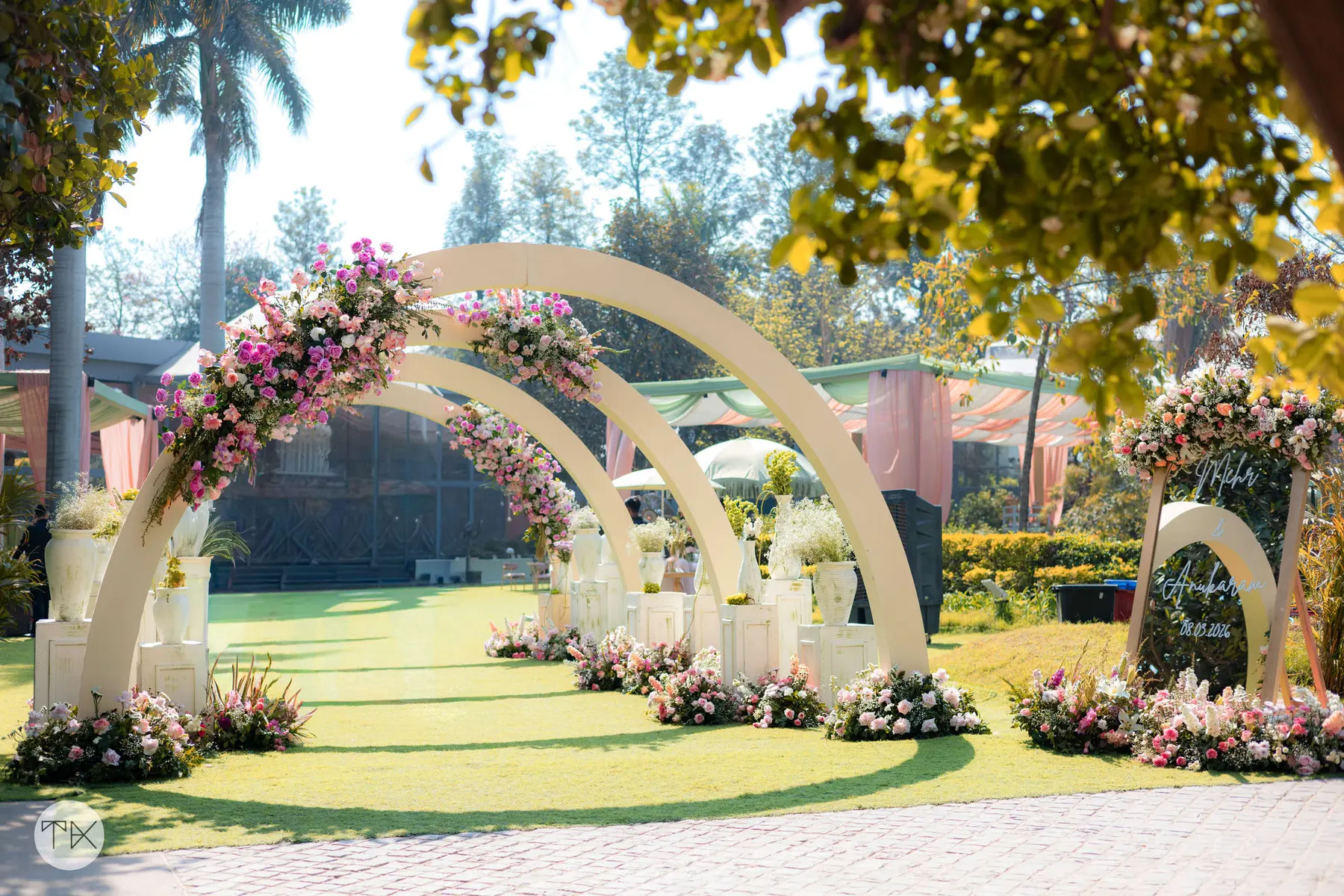A Green Wedding Affair — cane and linen wedding lounge by Sage & Saaj