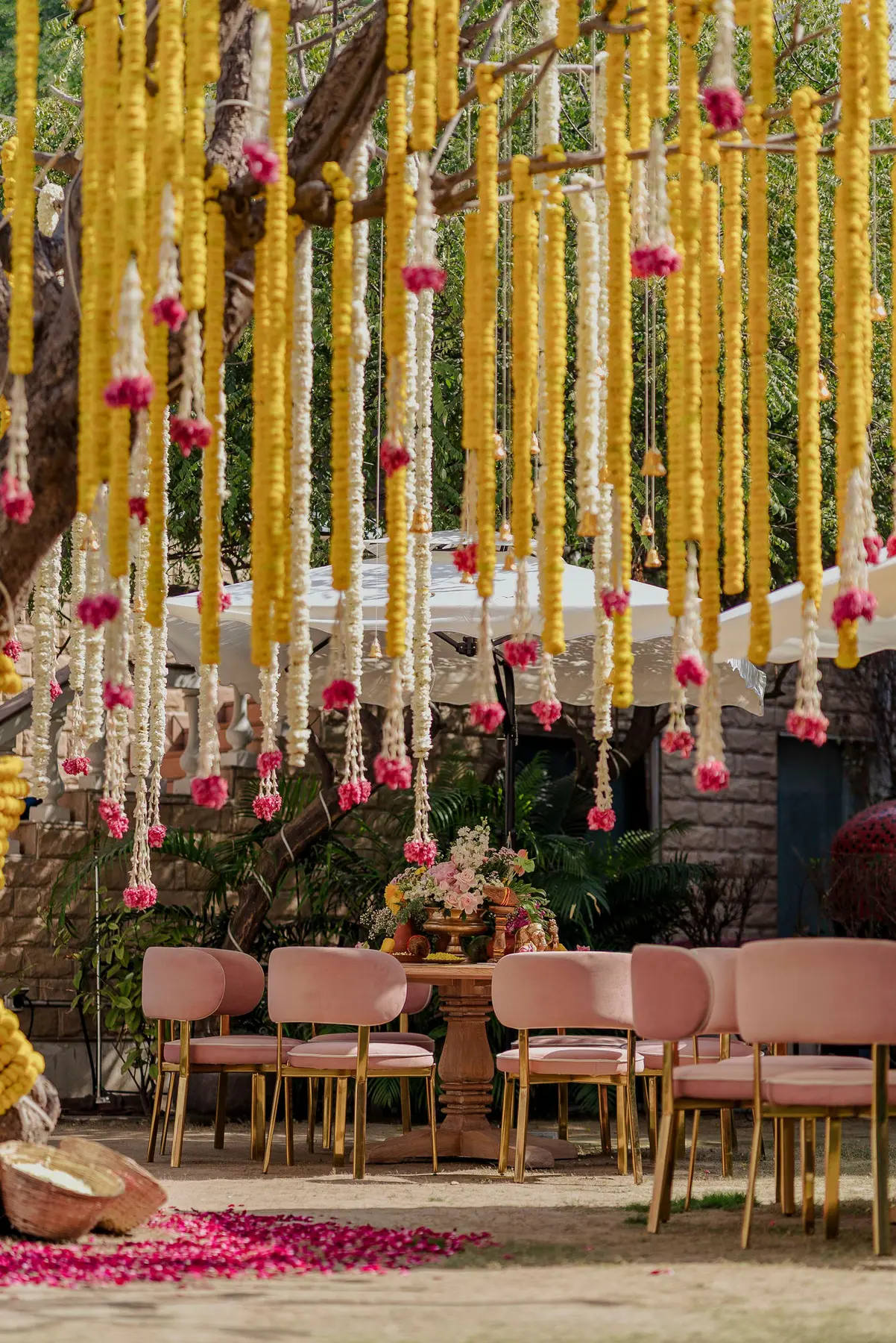 The Garden of Blessings — brass and marigold ritual detail by Sage & Saaj