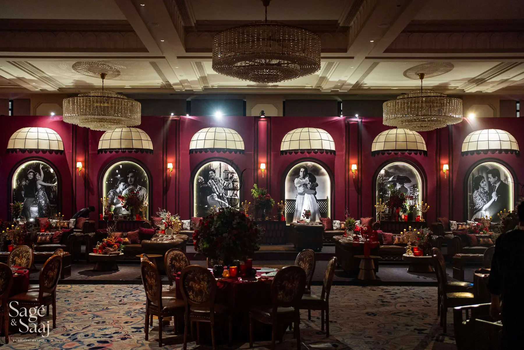 Bollywood Rogue Reds — cinematic red floral installation by Sage & Saaj