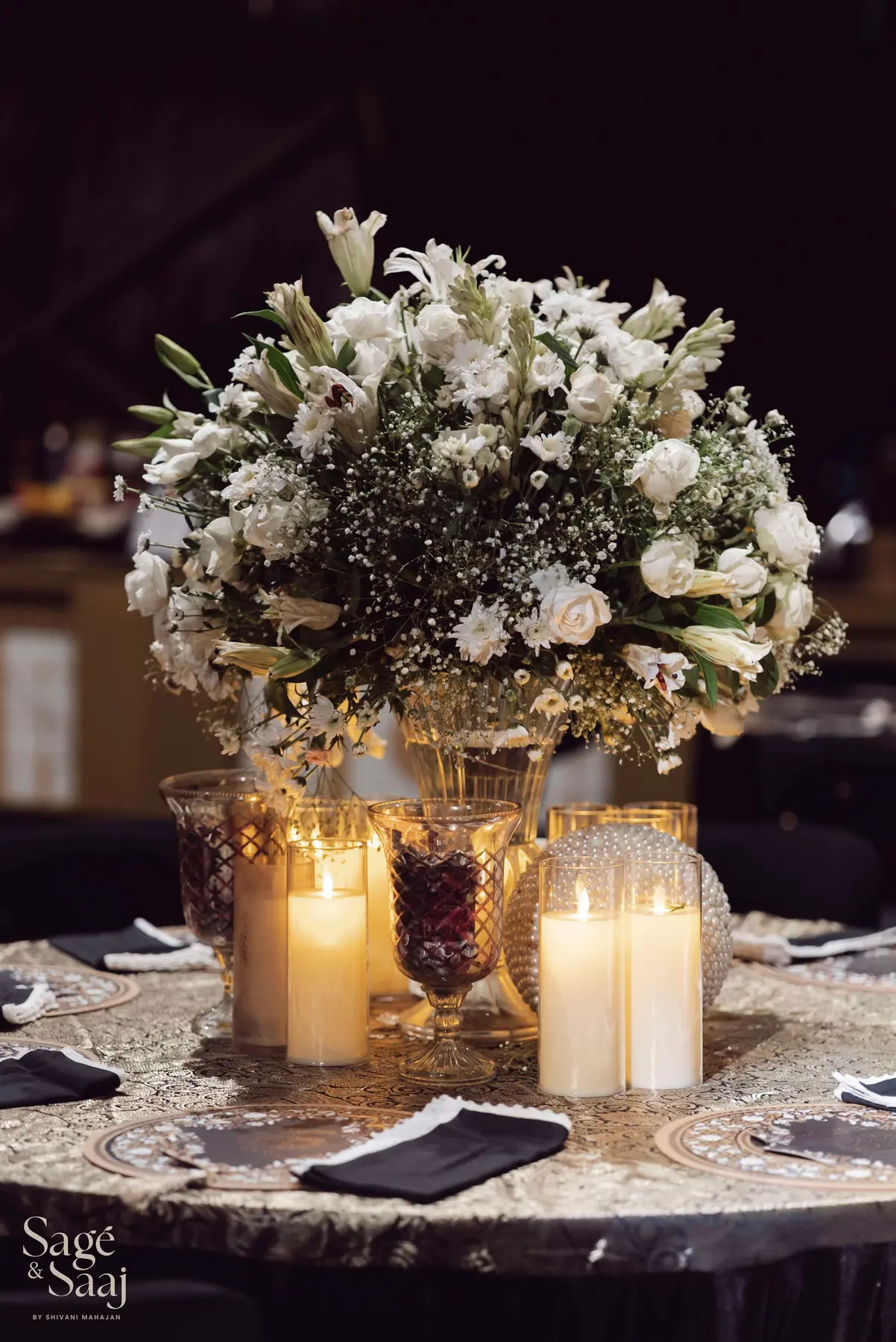 Monochromatic Sufi Night — architectural dinner tablescape by Sage & Saaj